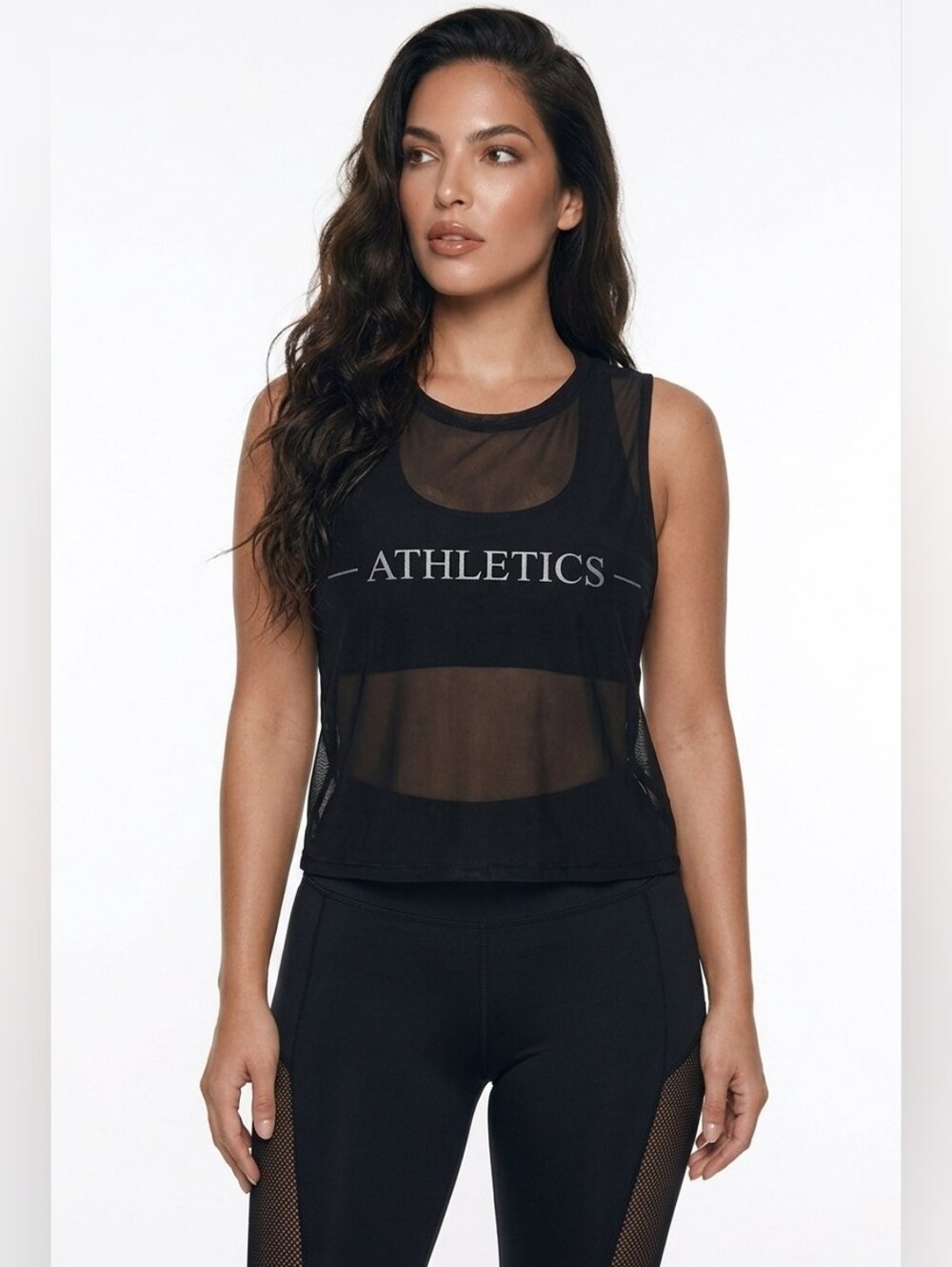 Athletics Sheer Black Mesh Tank Top - Women's Athletic Layering Tank
